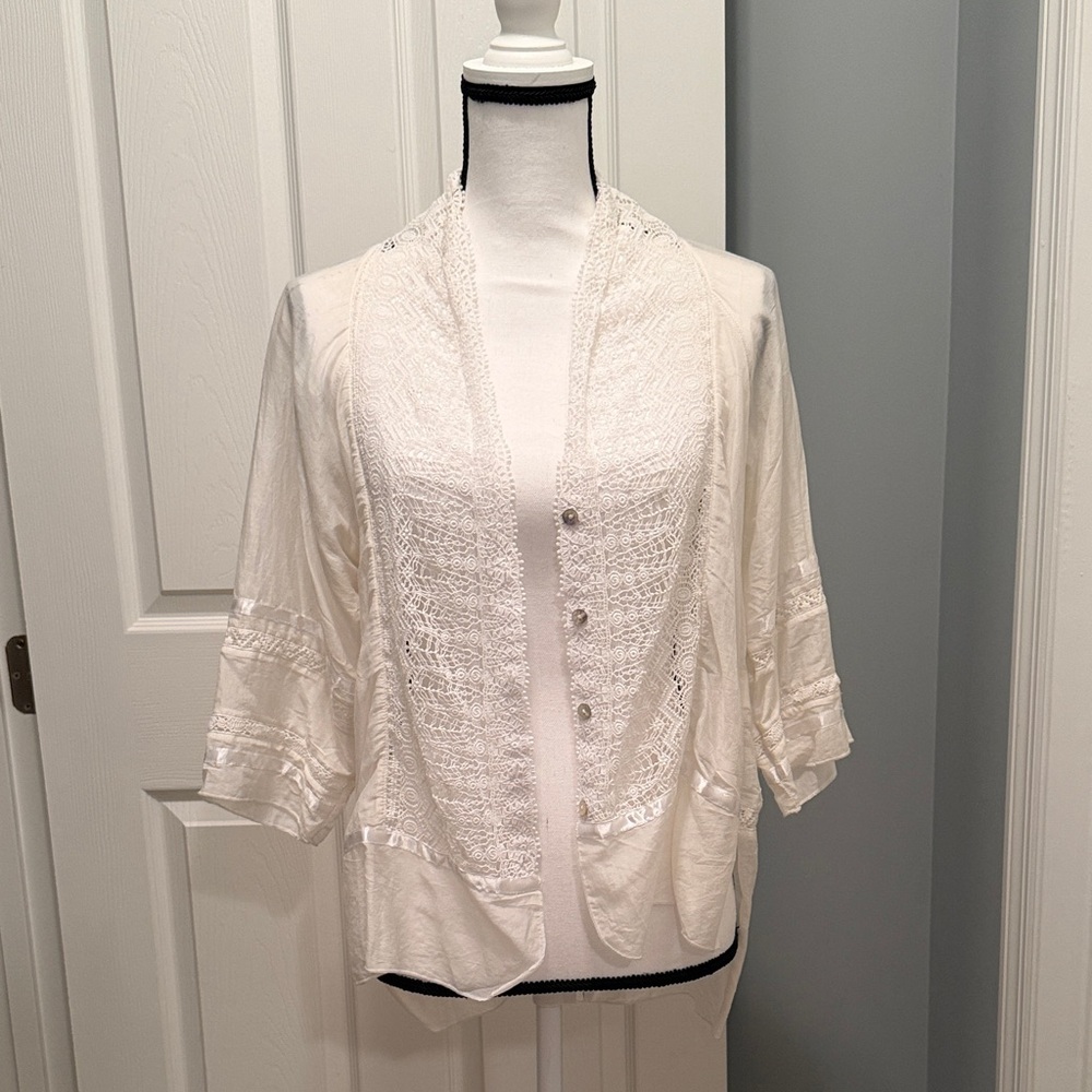 Anthropologie TINY brand White Lace Cardigan
